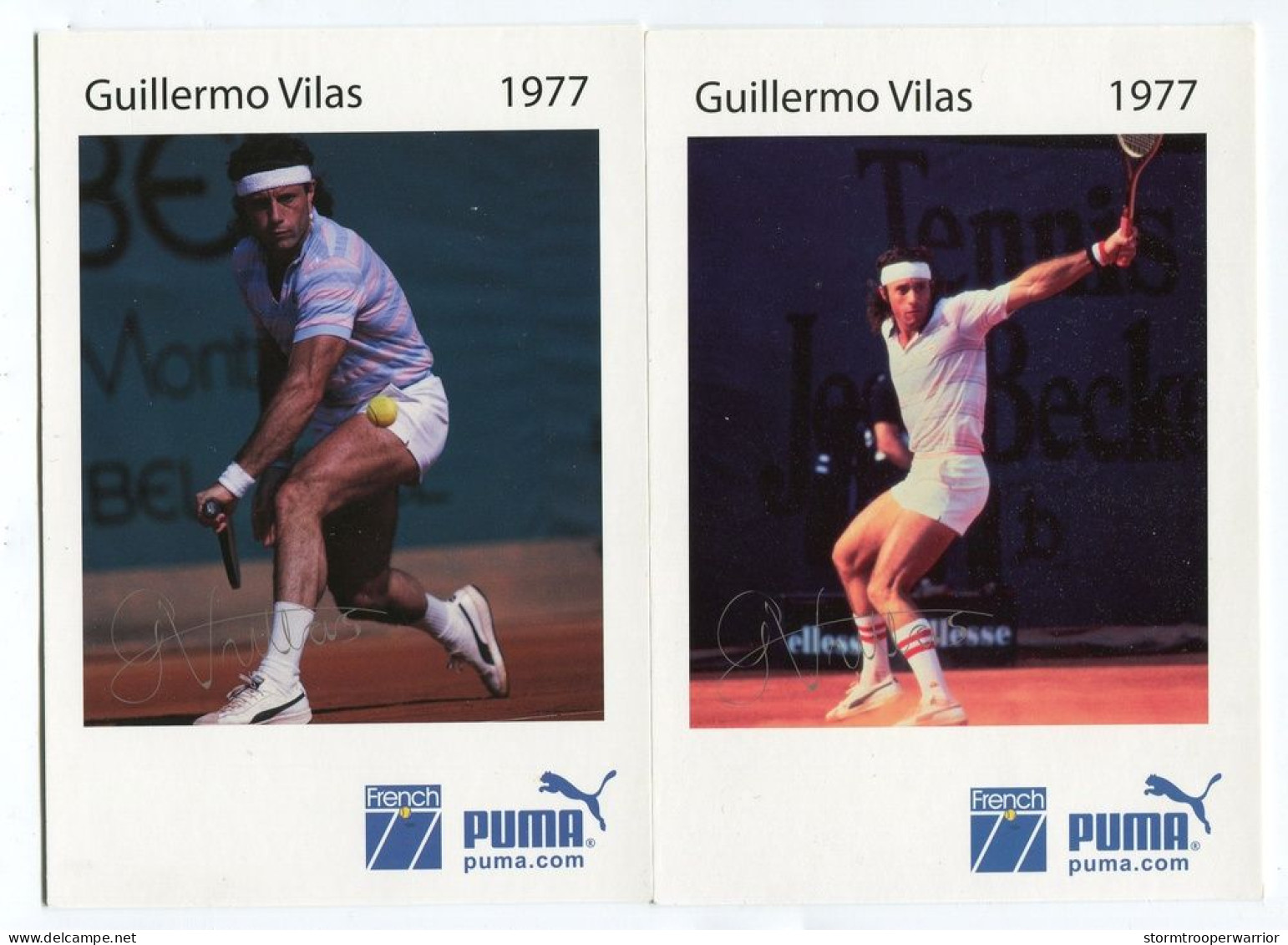 Joueur Guillermo Vilas - Lot 2 Cartes - Puma - Tennis