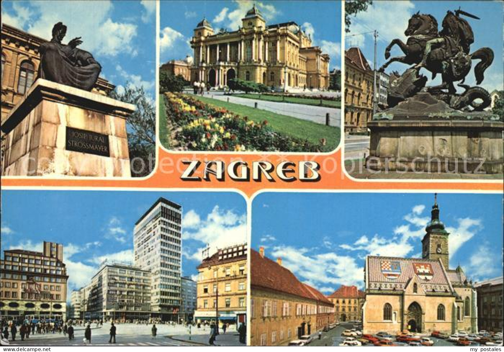 72531448 Zagreb Theater Denkmal Reiterstandbild Kirche St Markus Hochhaus Croati - Croatie