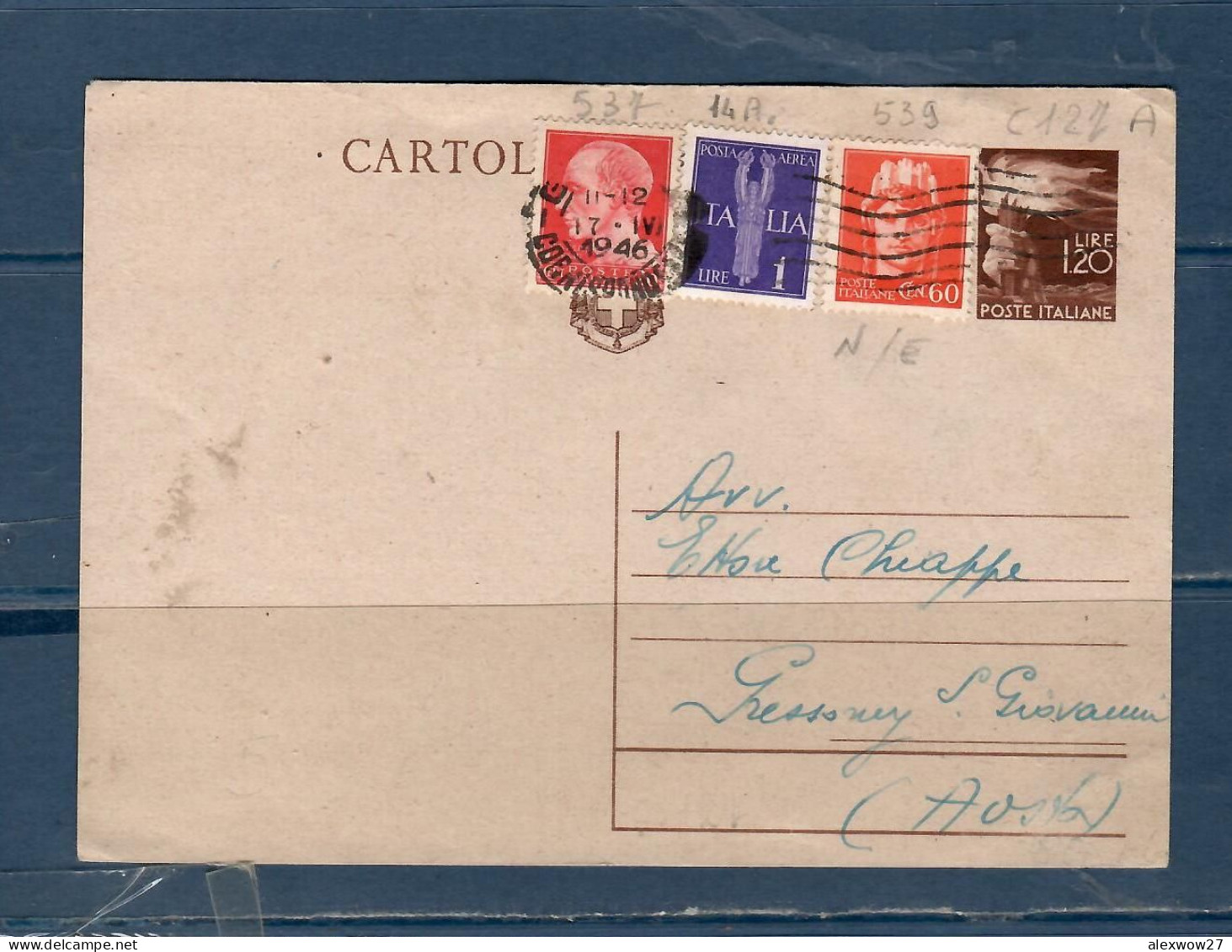 Italia / Repubblica 1949 Cartolina Postale Per Aosta ( C127A) - Stamped Stationery