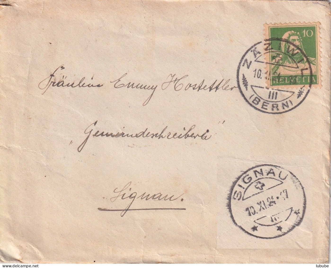 Brieflein  Zäziwil (Bern) - Signau        1924 - Covers & Documents