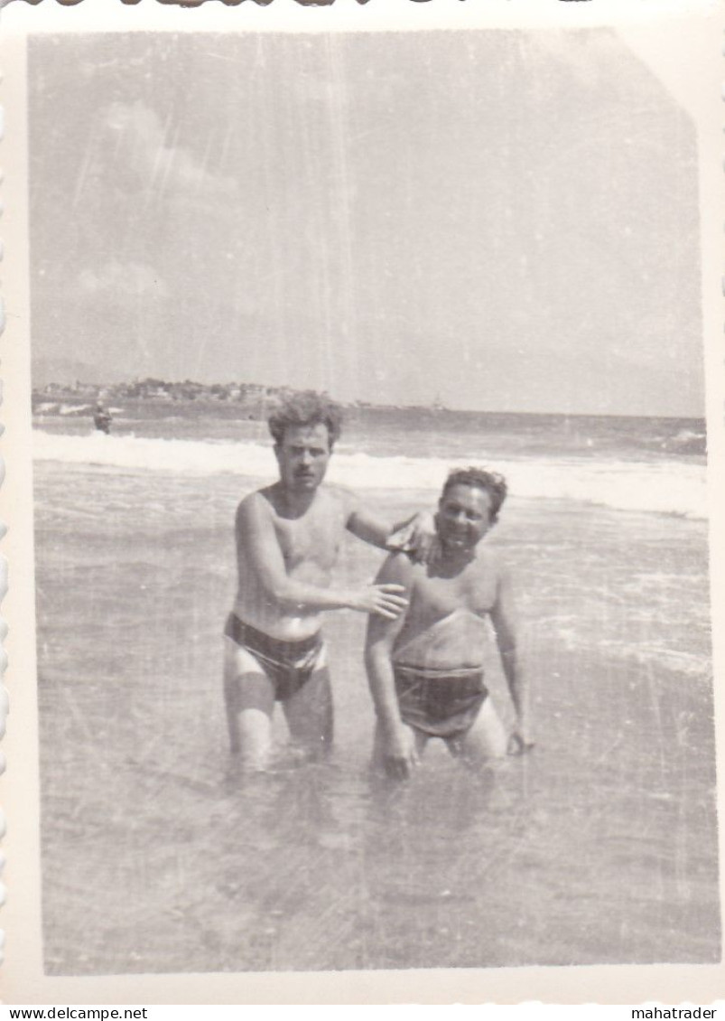 Old Real Original Photo - Naked Men In The Sea - Ca. 8.5x6 Cm - Anonieme Personen