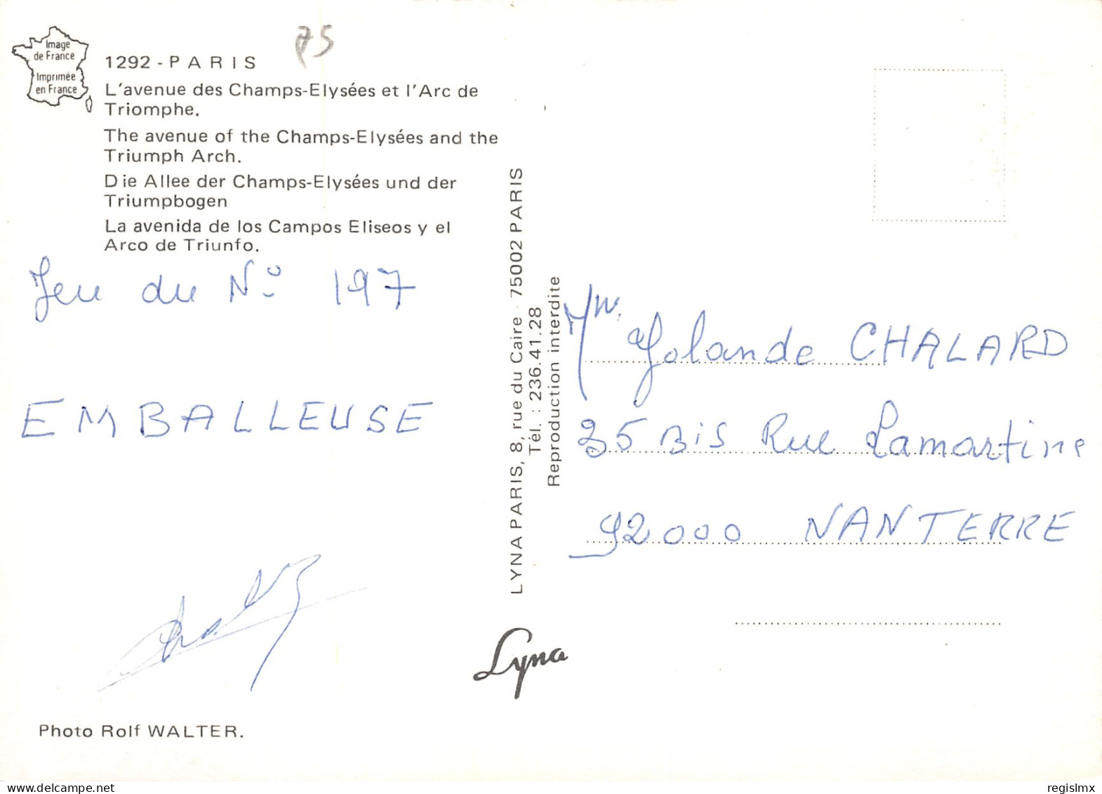 75-PARIS AVENUE DES CHAMPS ELYSEES-N°T2653-D/0187 - Champs-Elysées