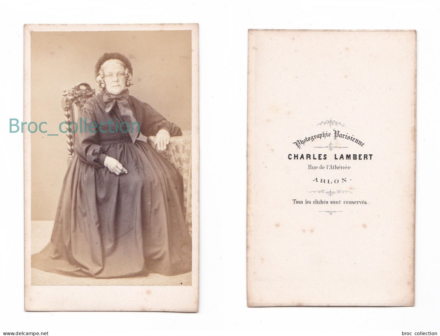 Photo Cdv D'une Vielle Femme Assise, Coiffe De Deuil, Par Charles Lambert, Arlon, Ancienne - Old (before 1900)