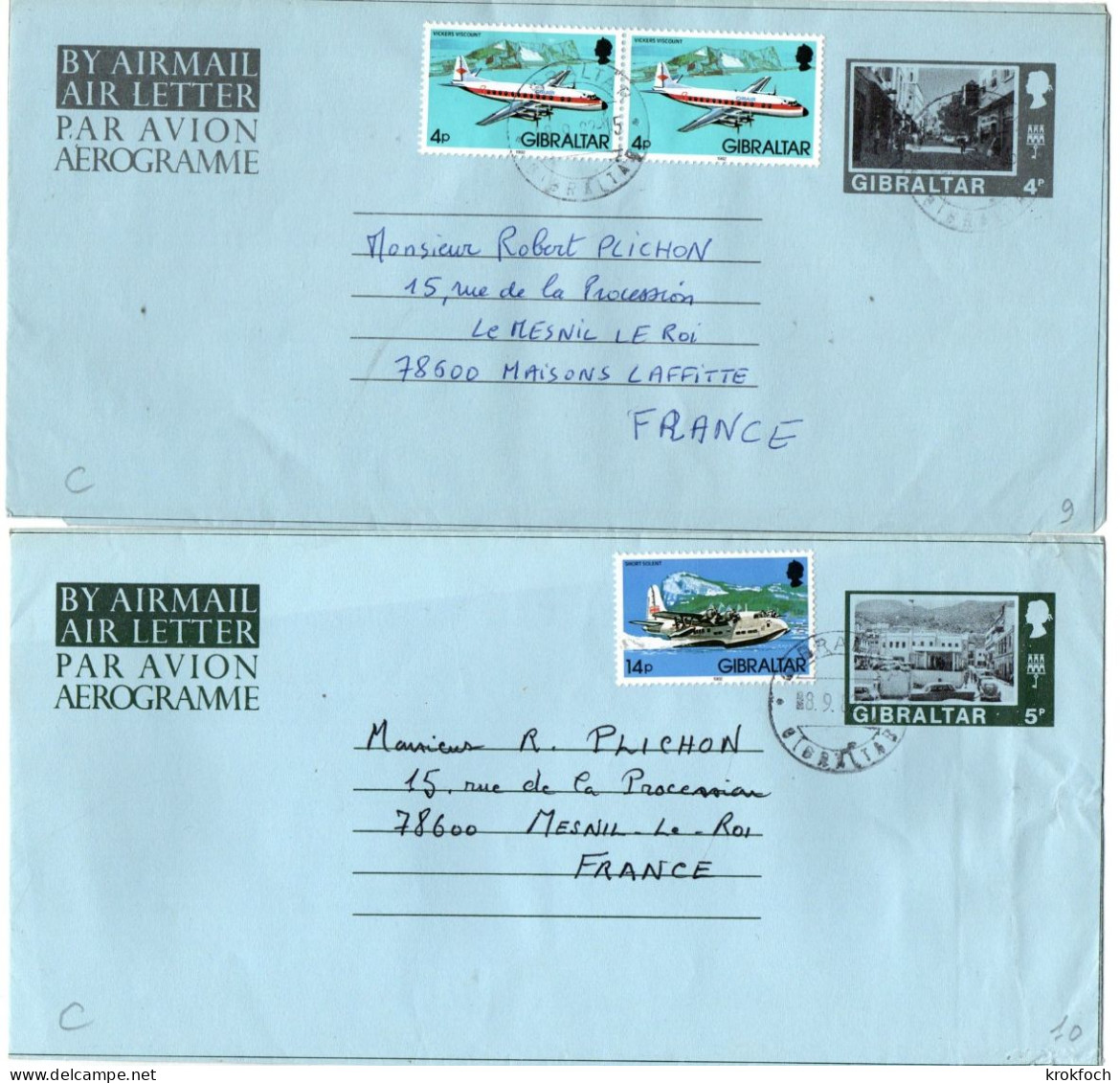 Gibraltar - 2 Aérogramme Air Letter 4p 5p - Streets - Stationery Entier - 29 X 15 Cm - Gibraltar