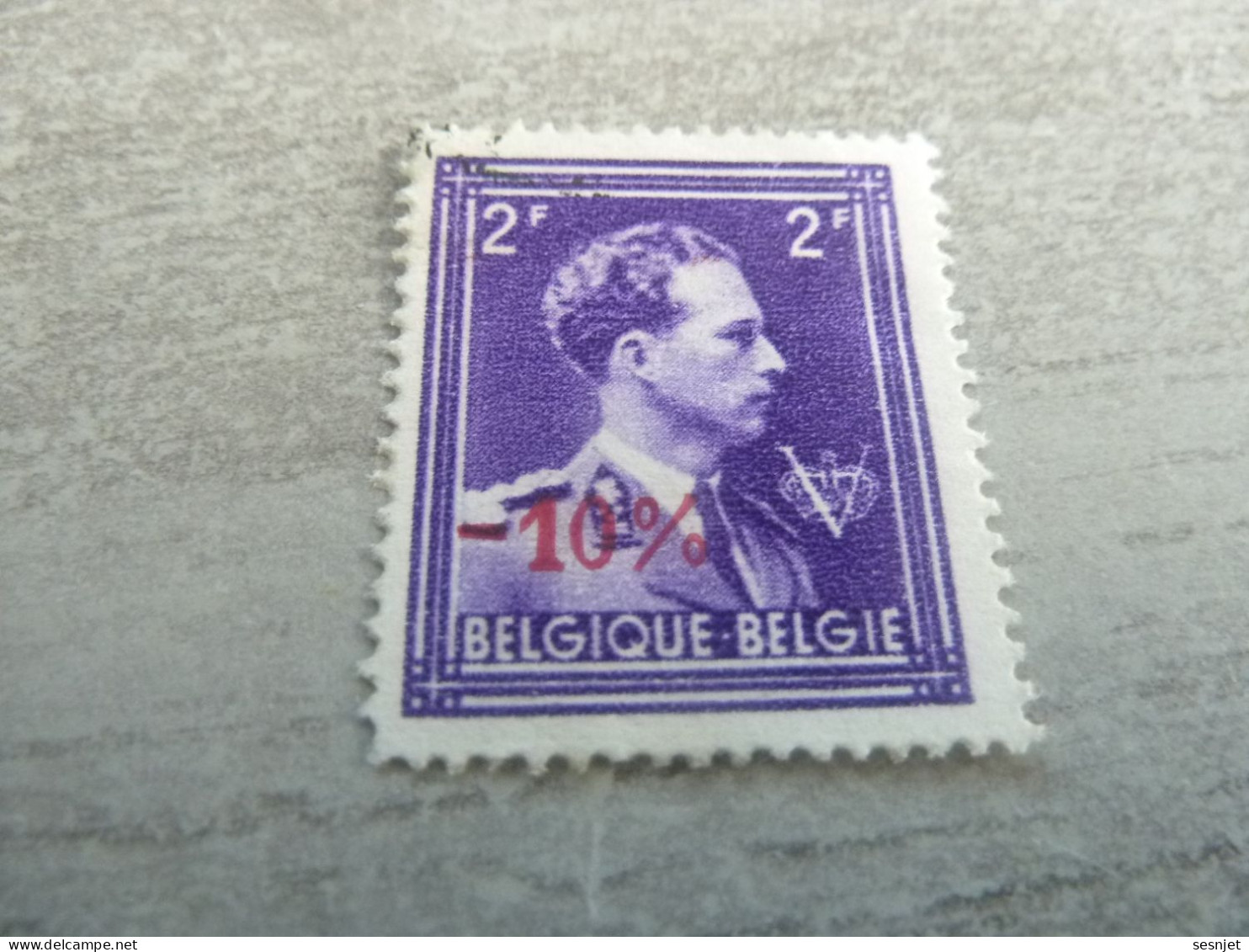Belgique - Albert 1 - Val  2f. - Surcharge Rouge 10 % - Violet - Oblitéré - Année 1950 - - Oblitérés