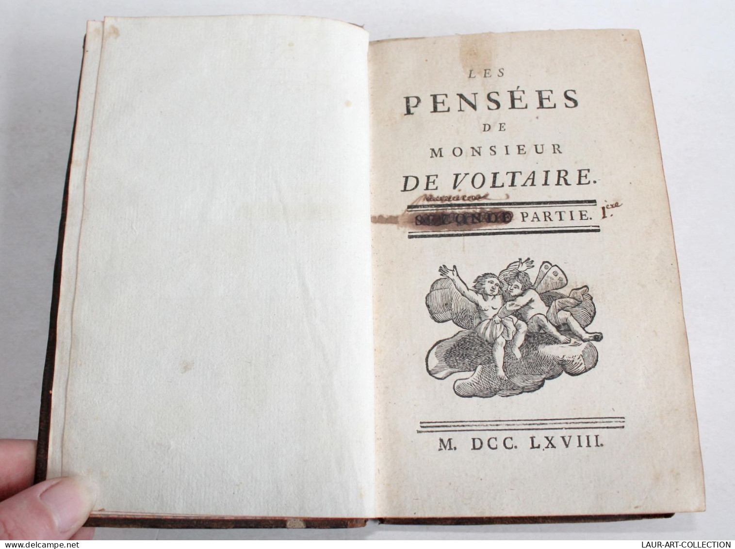 RARE! LES PENSEES DE MONSIEUR DE VOLTAIRE 1768 COMPLET PARTIE I + II EN 1 VOLUME / LIVRE ANCIEN XVIIIe SIECLE (1303.35) - 1701-1800