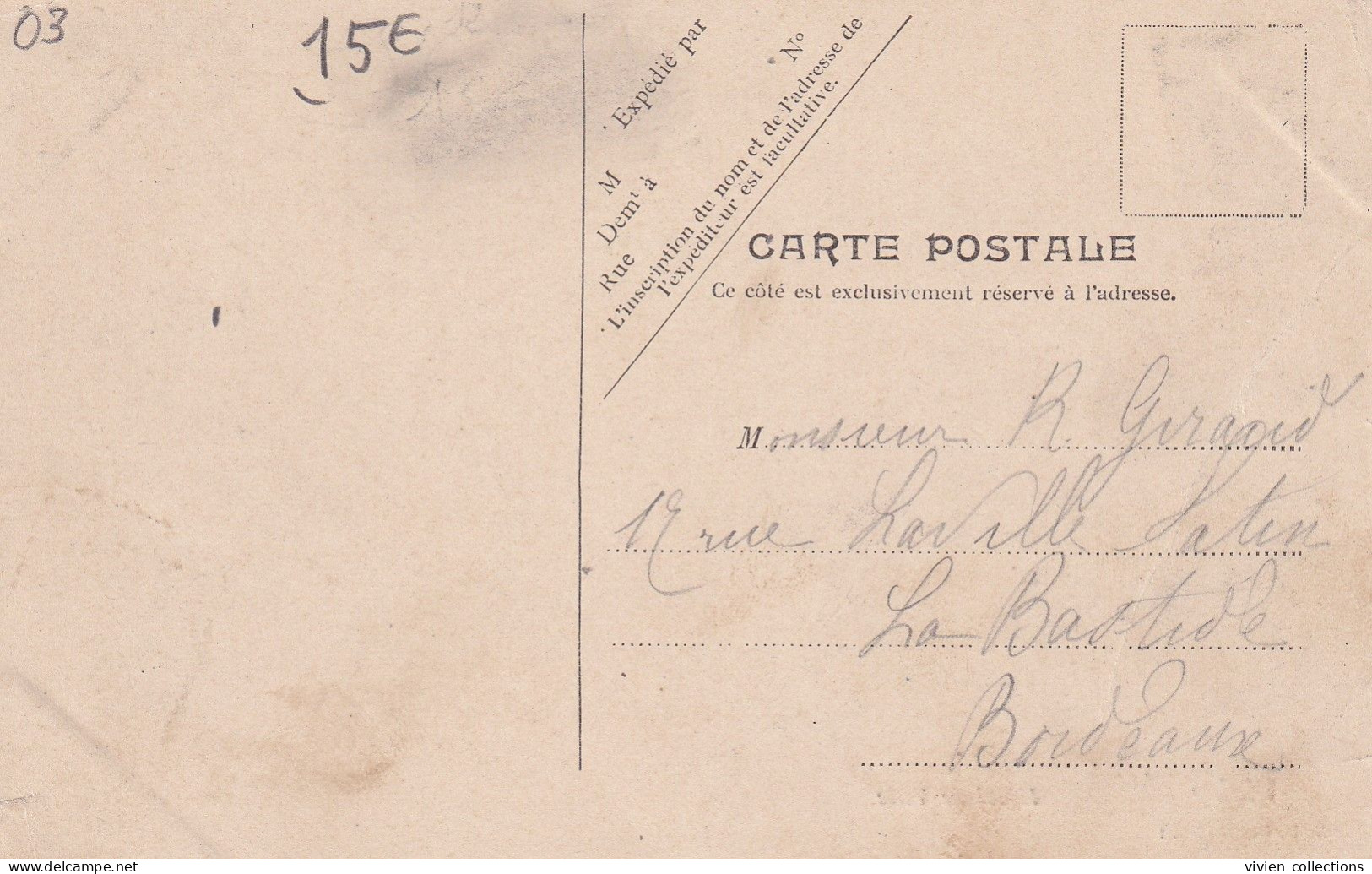 Cachet Convoyeur Vichy à Saint Germain Des Fosses En 1906 Sur Carte De Vichy Pour Bordeaux - Railway Post