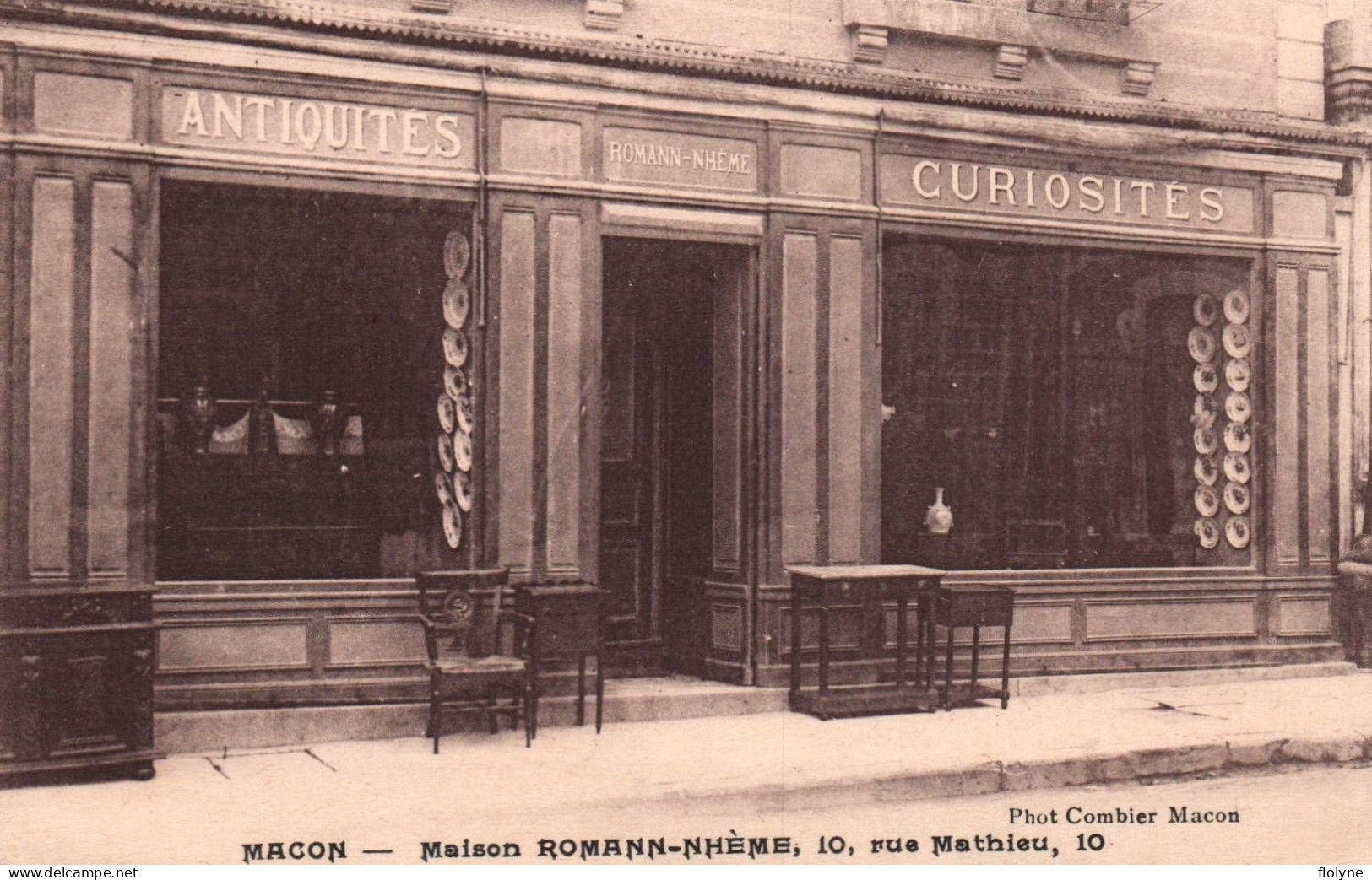 Macon - Devanture Façade Maison ROMANN NHEME , 10 Rue Mathieu - Commerce Magasin Antiquités Curiosités - Macon
