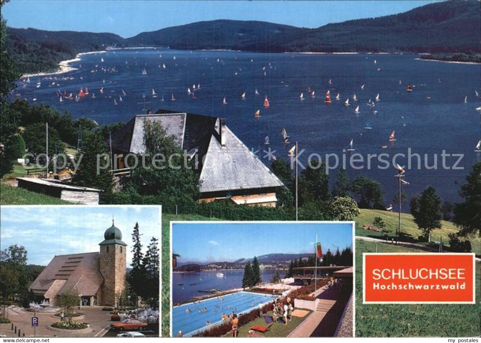 72530246 Schluchsee Seepanorama Kirche Schwimmbad Aeule - Schluchsee