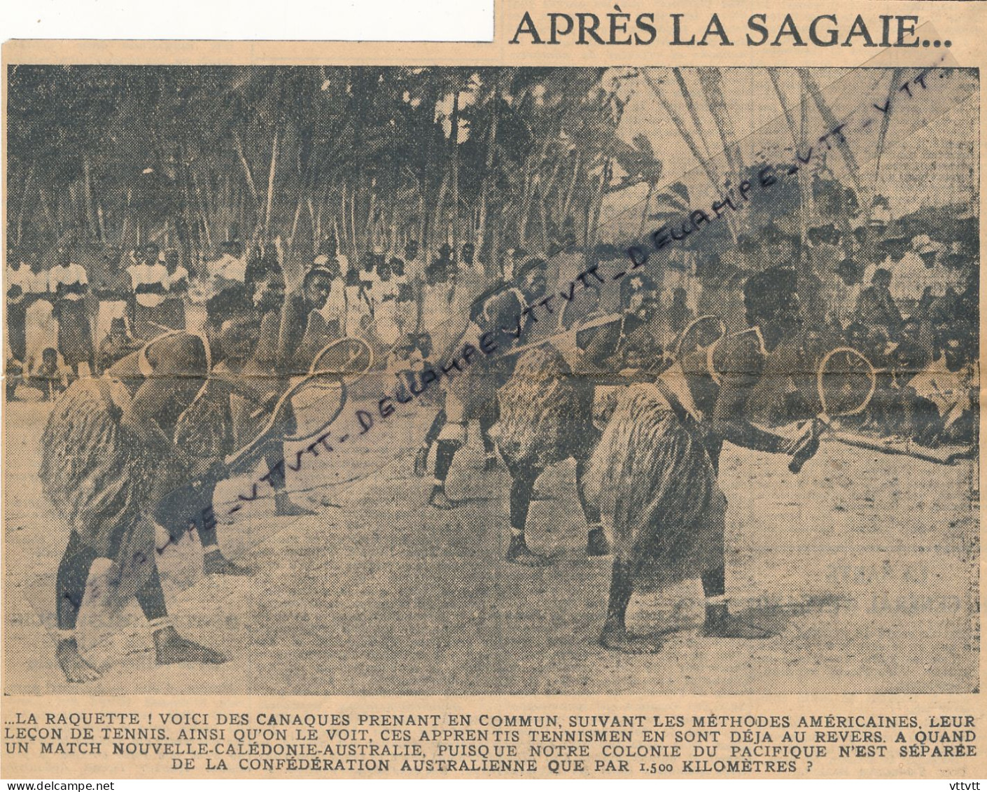 Document (1938), Nouvelle-Calédonie, Des Canaques Prenant Leur Leçon De Tennis Suivant Les Méthodes Américaines - Collections