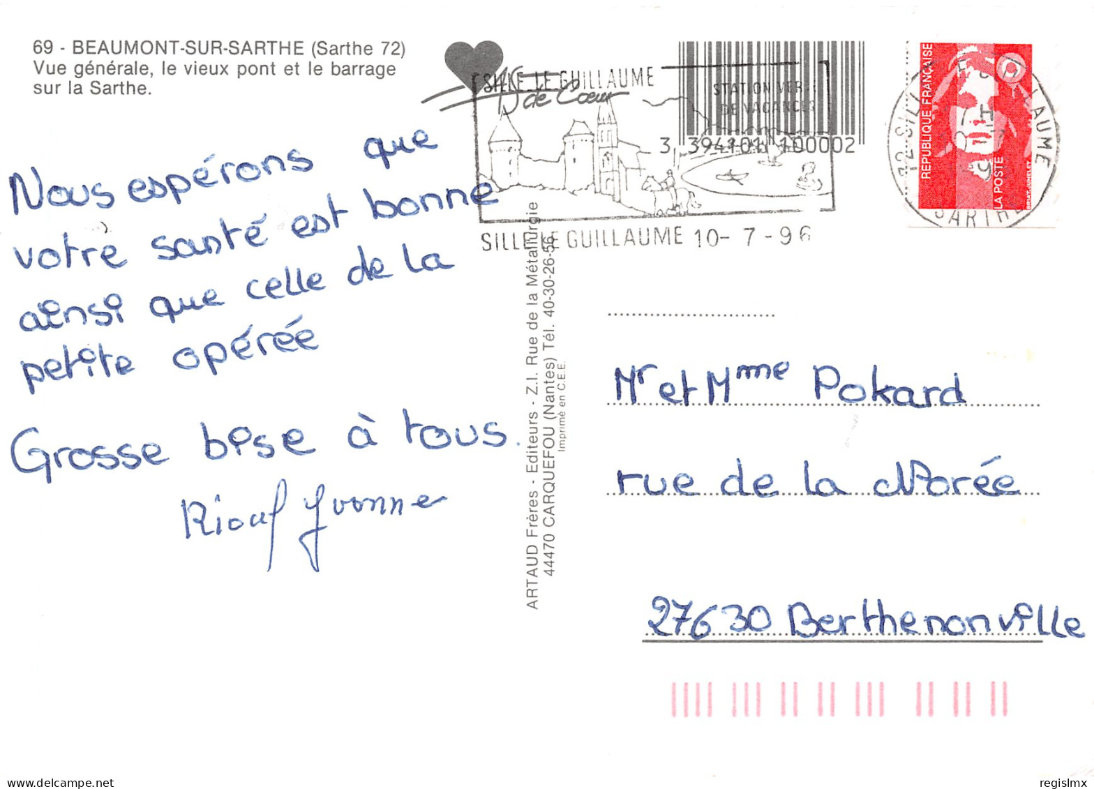 72-BEAUMONT SUR SARTHE-N°T2662-D/0397 - Beaumont Sur Sarthe