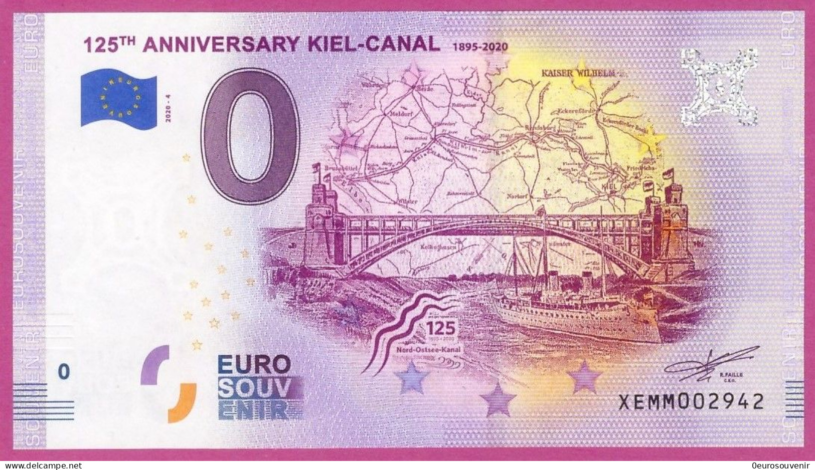 0-Euro XEMM 4 2020 125TH ANNIVERSARY KIEL-CANAL - YACHT VOR BRÜCKE - Private Proofs / Unofficial