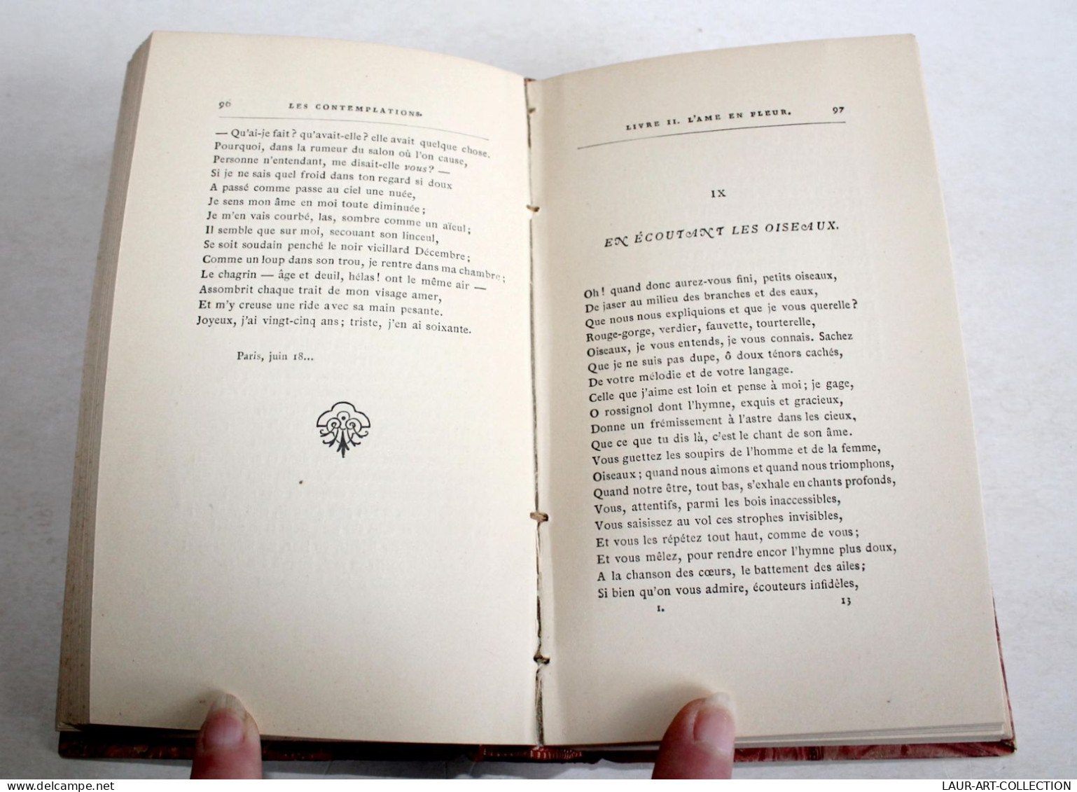 LES CONTEMPLATIONS De VICTOR HUGO 1856 LEMERRE LIVRE 1: AURORE, 2: AME FLEUR + 3 / LIVRE ANCIEN XIXe SIECLE (1303.42) - 1801-1900