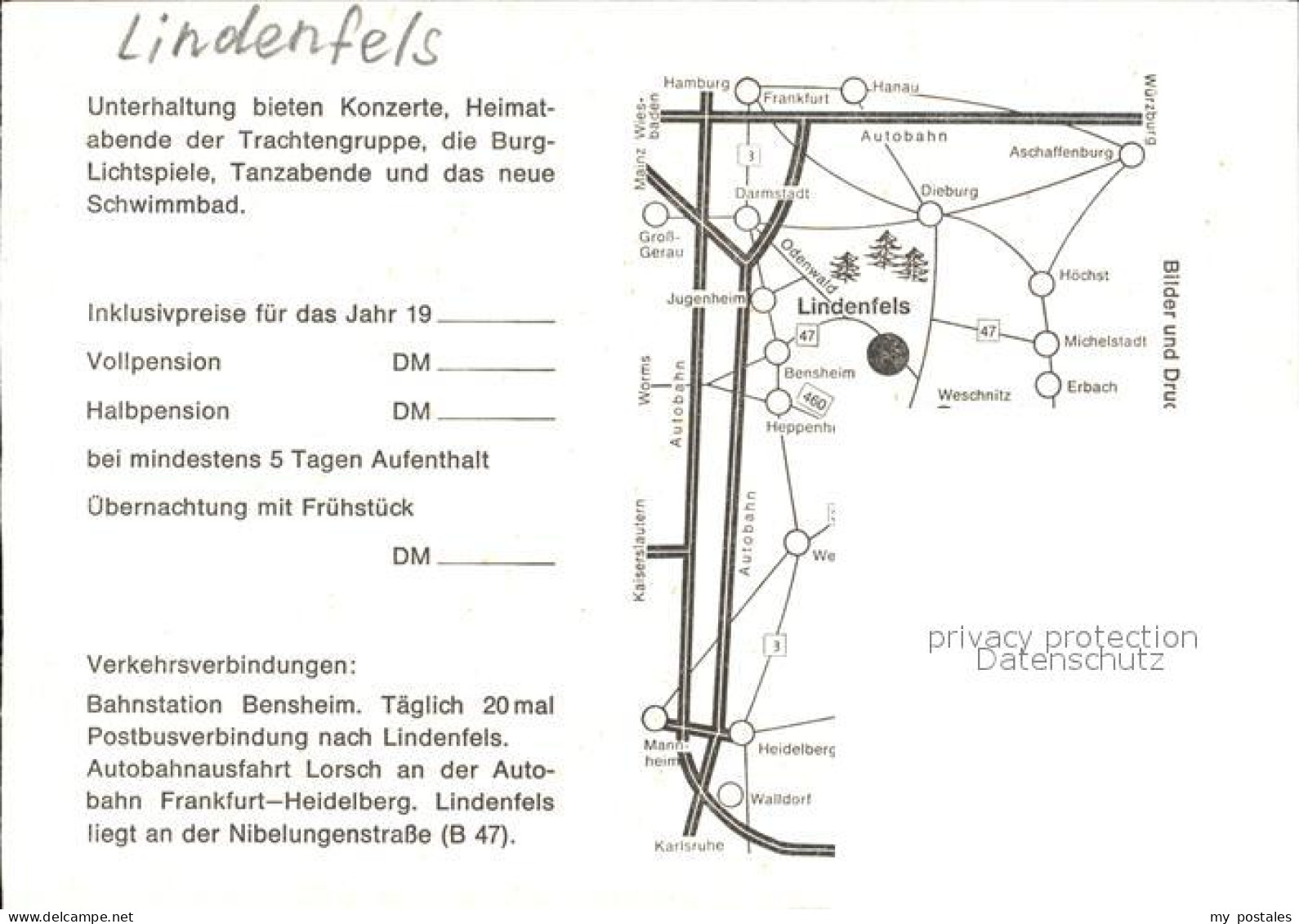 72529610 Lindenfels Odenwald Gasthaus Pension Haus Talblick Lindenfels - Autres & Non Classés