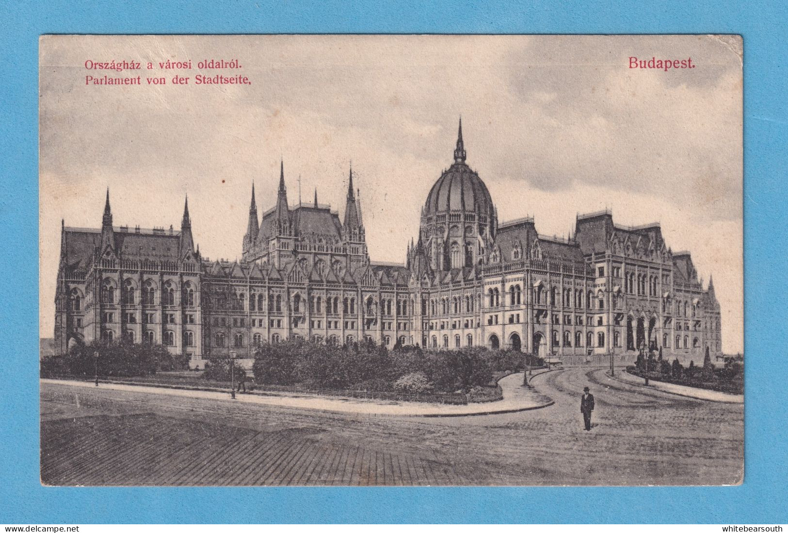 712 HUNGARY HUNGRIA BUDAPEST ORSZÁGHÁZ A VÁROSI OLDALRÓL PARLAMENT VON DER STADTSEITE RARE POSTCARD - Hongrie