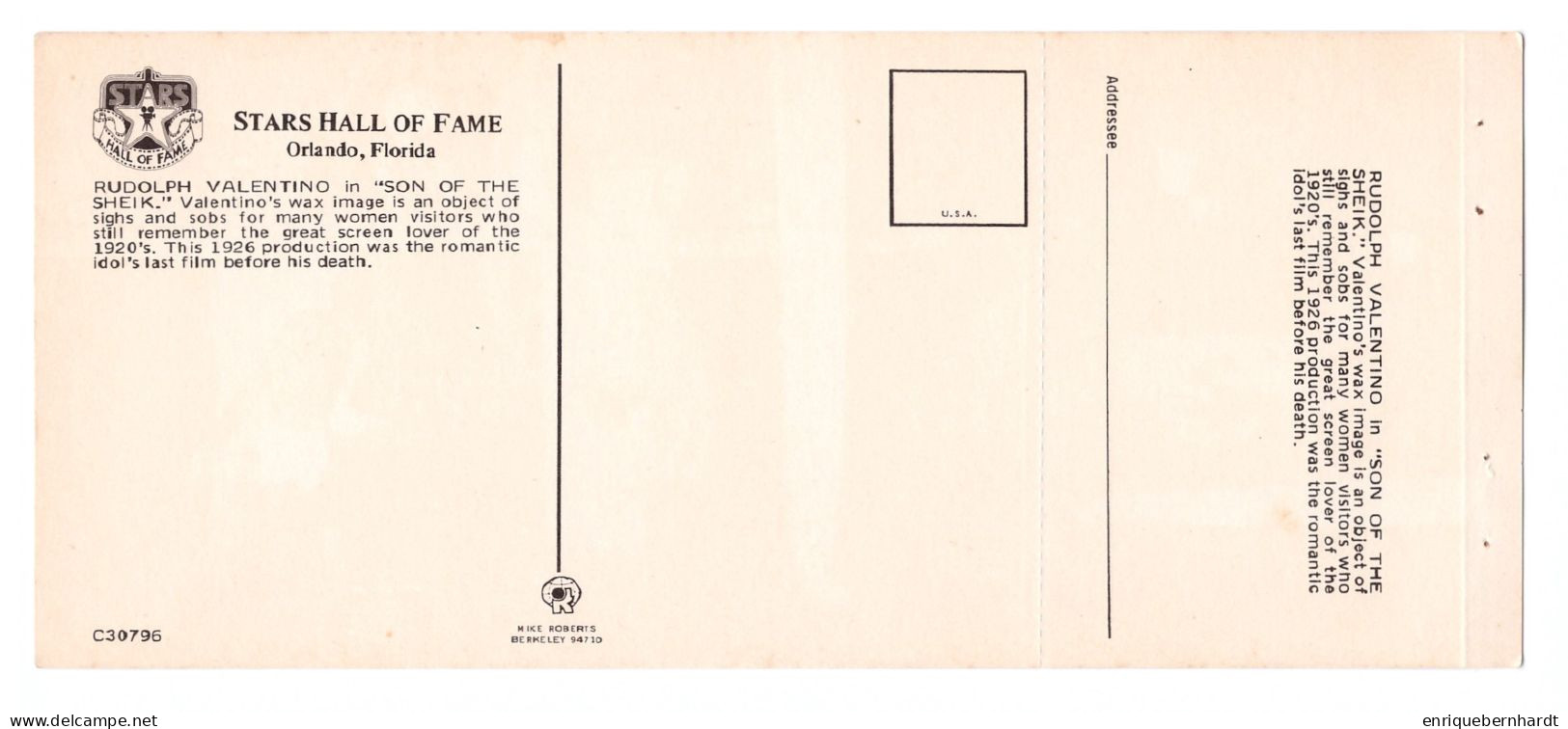 UNITED STATES // FLORIDA // ORLANDO // STARS HALL OF FAME // RUDOLPH VALENTINO - SON OF THE SHEIK (1926) - Museum