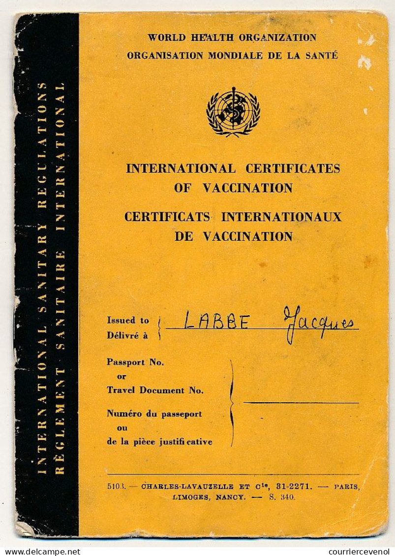 FRANCE - Carnet De Vaccination (Variole) 1959/1962 - Cachet De La Base Ecole 701 De Salon De Provence - Autres & Non Classés