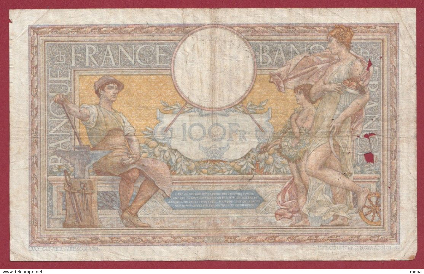 100 Francs "Luc Olivier Merson" Du 29/11/1934.LU --Alph .S.46760 Dans L 'état (3) - 100 F 1908-1939 ''Luc Olivier Merson''