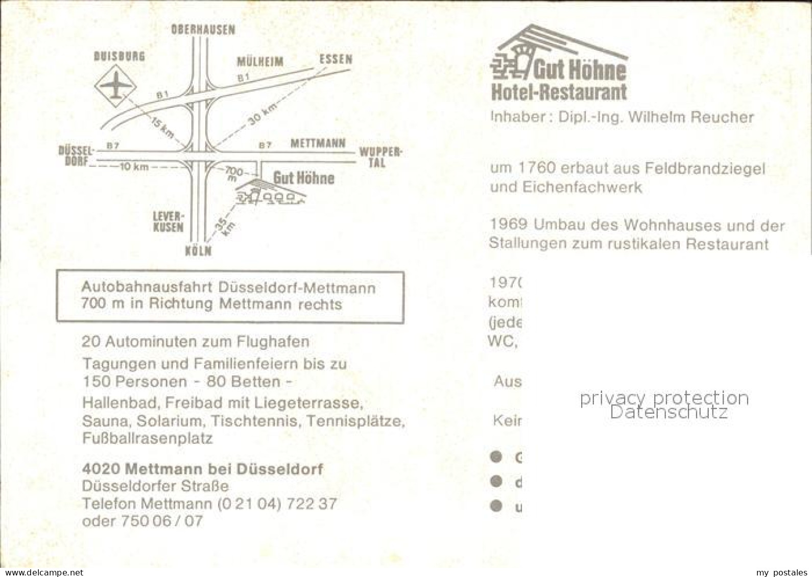 72529127 Mettmann Gut Hoehne Hotel Restaurant Kaminzimmer Zimmer Festtafel Mettm - Mettmann