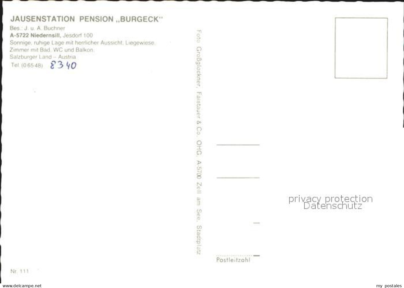 72528550 Niedernsill Jausenstation Pension Burgeck Niedernsill - Other & Unclassified