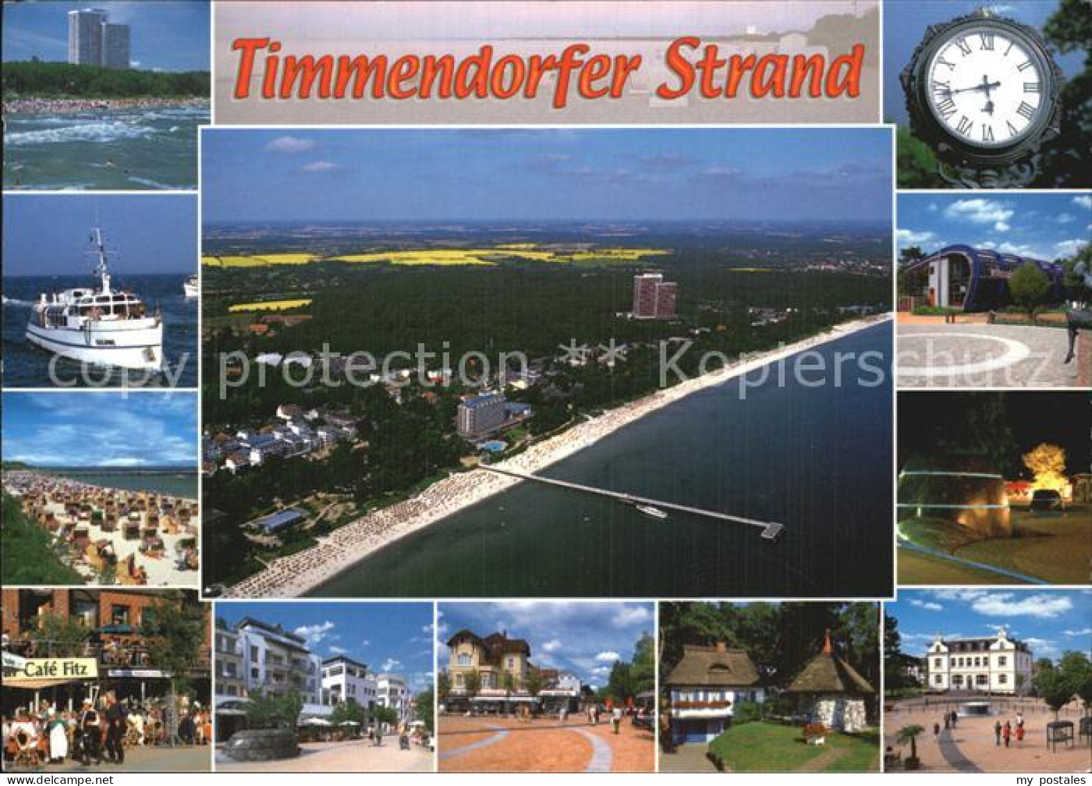 72528437 Timmendorfer Strand Hotels Stranduhr Promenade Strassencafe Faehre Flie - Timmendorfer Strand