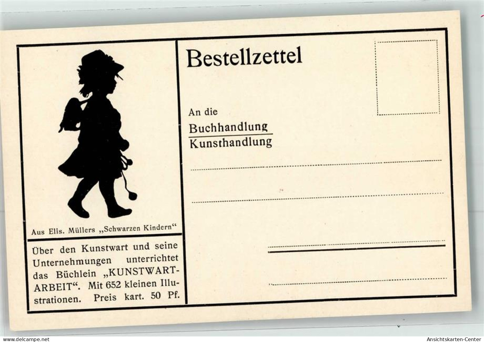 39423411 - Bestellzettel Kunstwart Arbeit Schwarzen Kinder Elis Mueller - Silhouettes