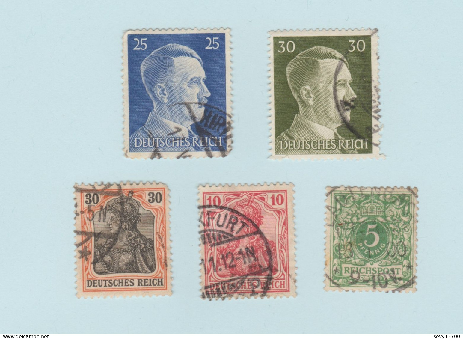 Deutsches Reich Lot De 12 Timbres - Hitler 793 - 794 / 89 - 71 - 46 - Lothringen 1- 5 - Elsaz - Général Gouvernement 43 - Other & Unclassified