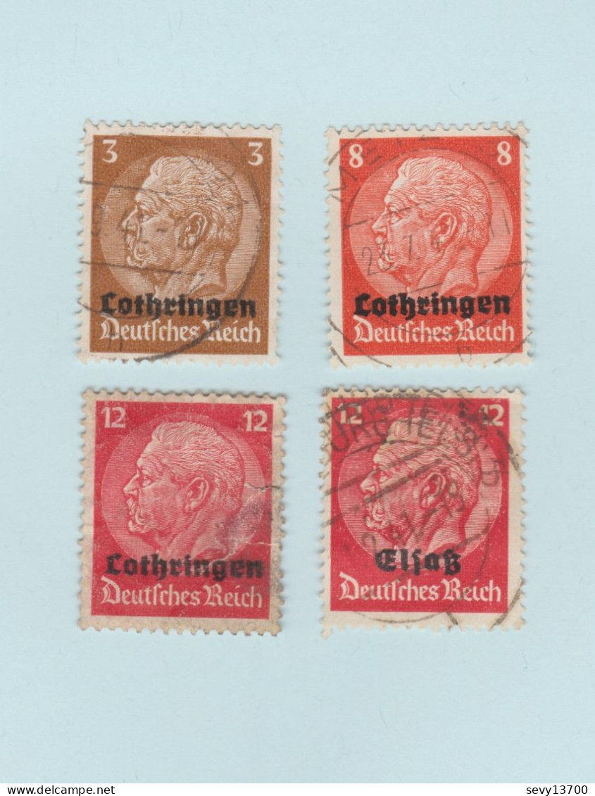 Deutsches Reich Lot De 12 Timbres - Hitler 793 - 794 / 89 - 71 - 46 - Lothringen 1- 5 - Elsaz - Général Gouvernement 43 - Other & Unclassified