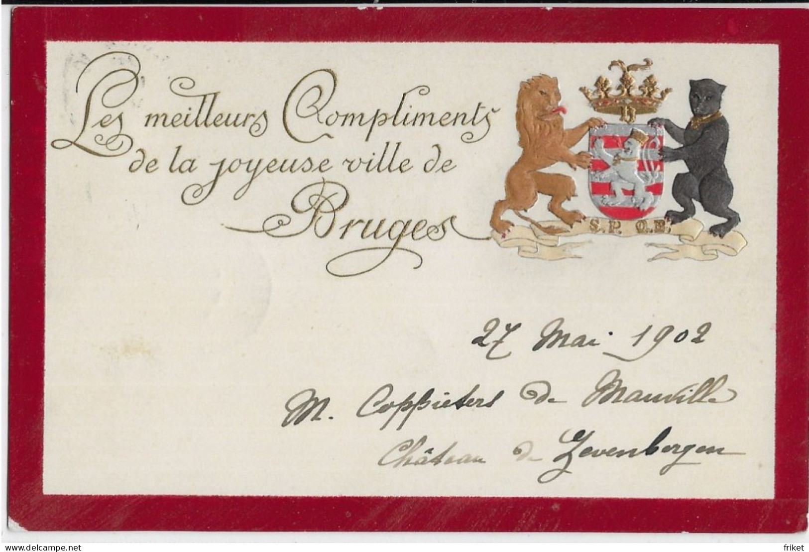 3568 - BRUGES( Carte En Relief ) 1902 !!! - Brugge
