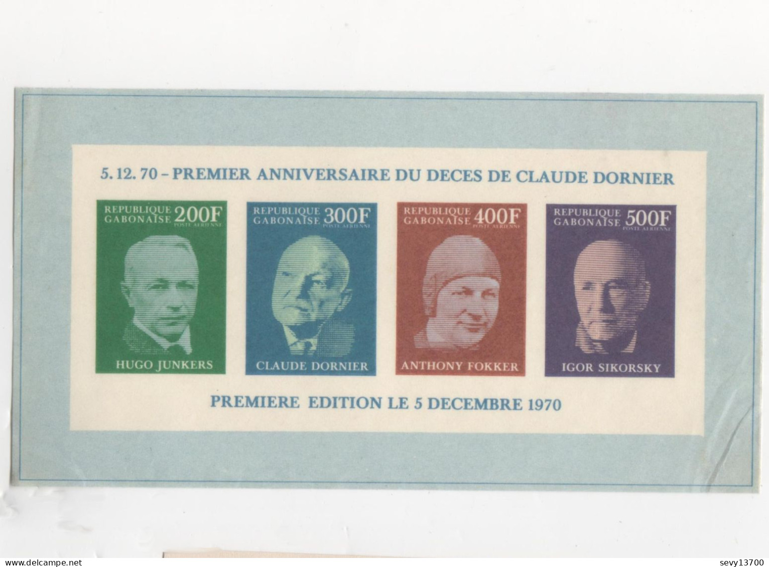 Gabon - Premier Anniversaire Du Décès De Claude Dornier - Gabon (1960-...)