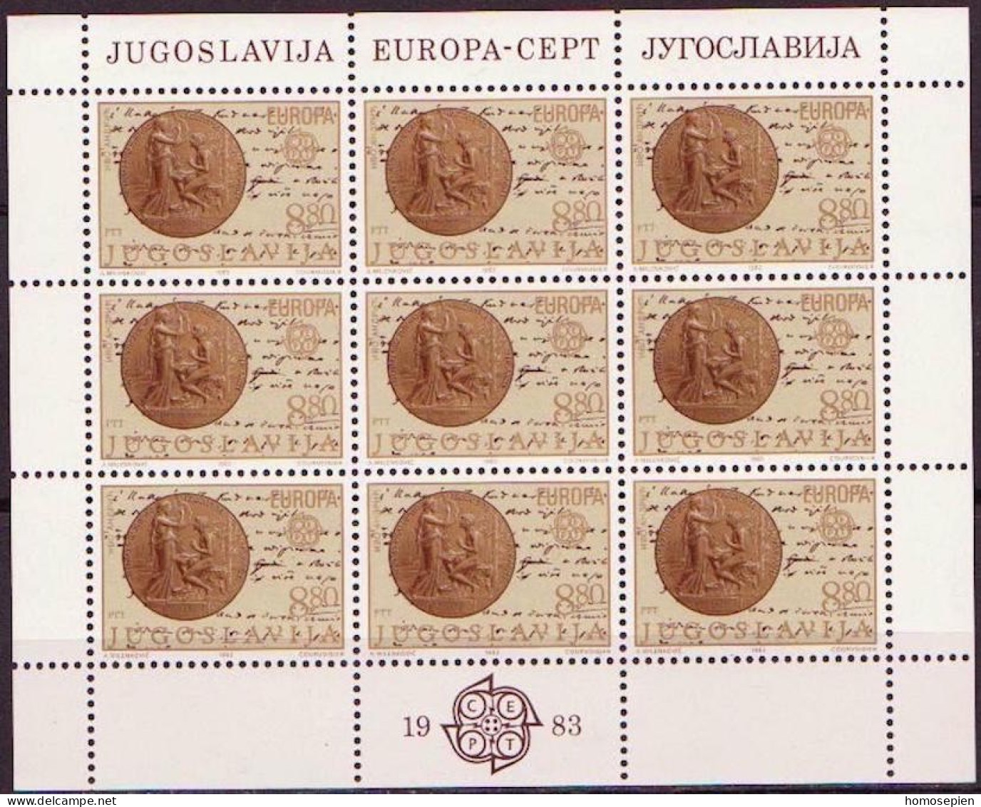 Yougoslavie - Jugoslawien - Yugoslavia Bloc Feuillet 1983 Y&T N°F1866 à F1867 - Michel N°KB1984 à KB1985 *** - EUROPA - Blocks & Sheetlets