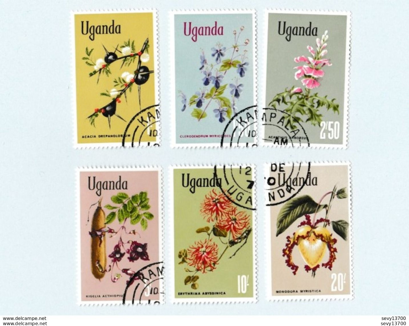 Ouganda Lot De 6 Timbres Les Fleurs - Uganda (1962-...)