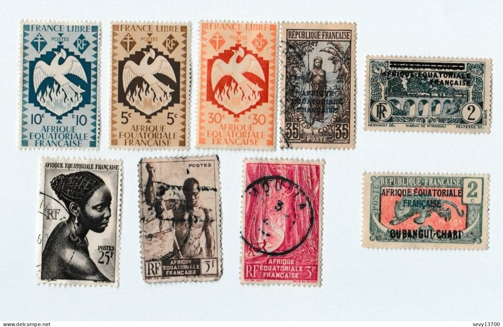 Lot De 17 Timbres Afrique Equatorial Française - Autres & Non Classés