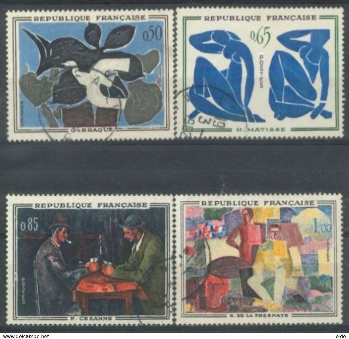 FRANCE - 1961, MODERN, POLYCHROME, PAINTINGS STAMPS COMPLETE SET OF 4, USED - Used Stamps