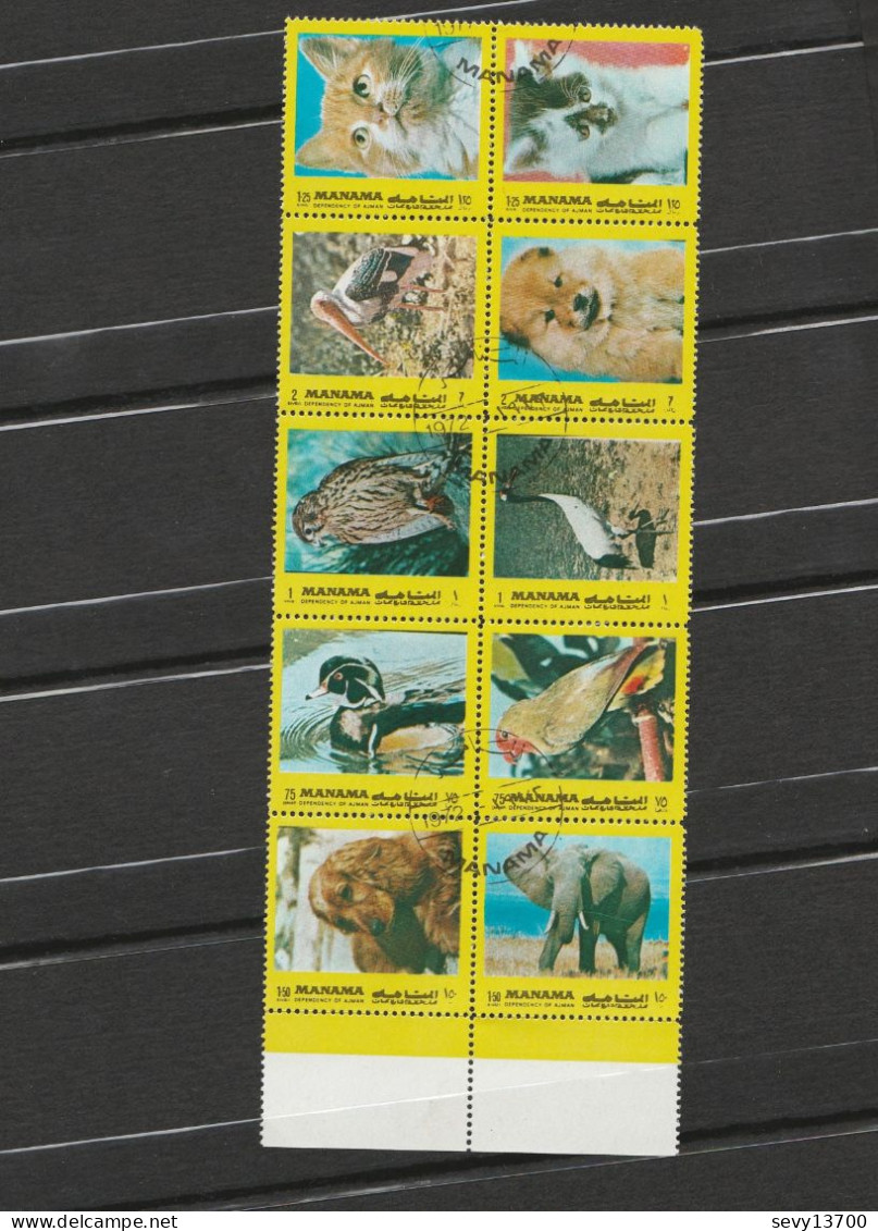 Manama - Lot 15 Timbres Année 1972  Animaux, Poissons - Manama