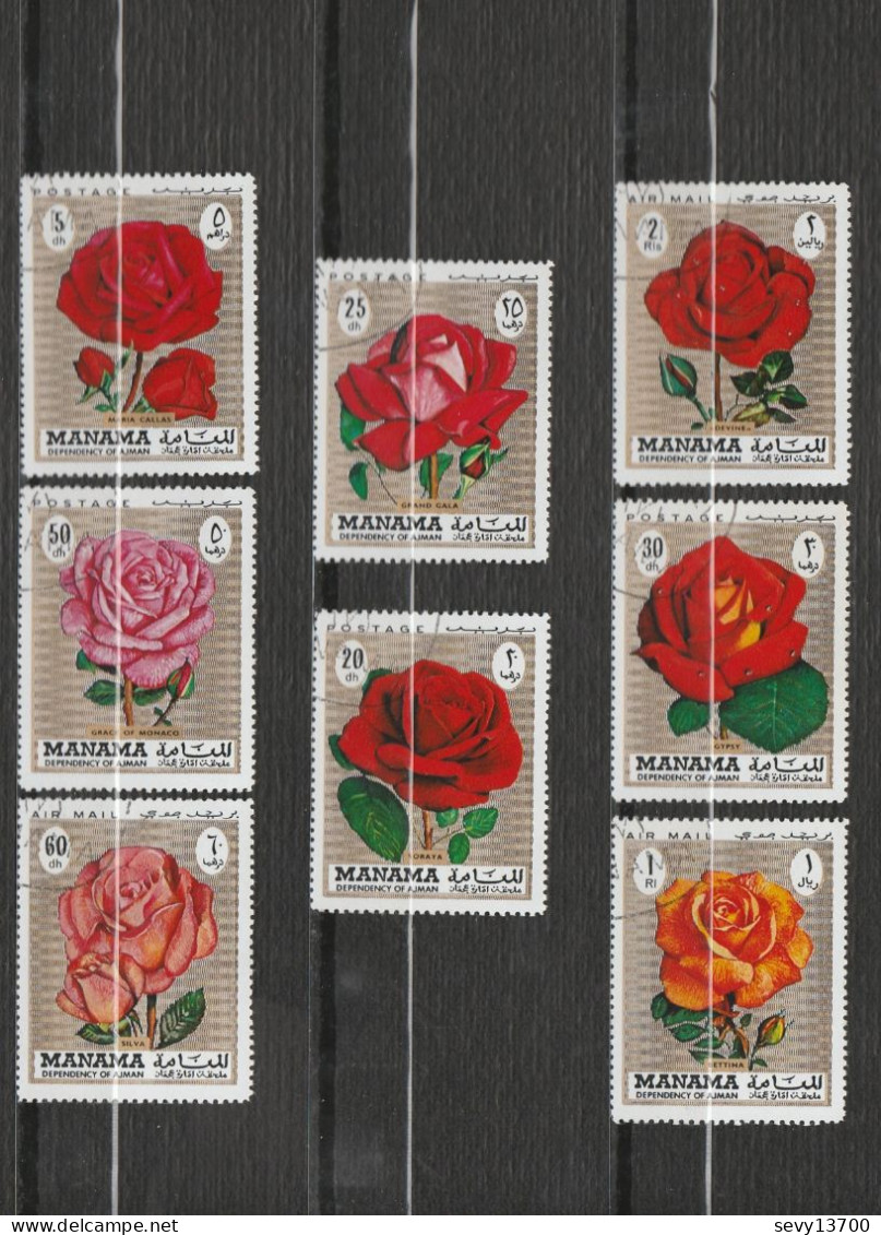 Manama - Lot 8 Timbres - Les Roses - Année 1971 Mi A 411 A à H 411 A - Manama