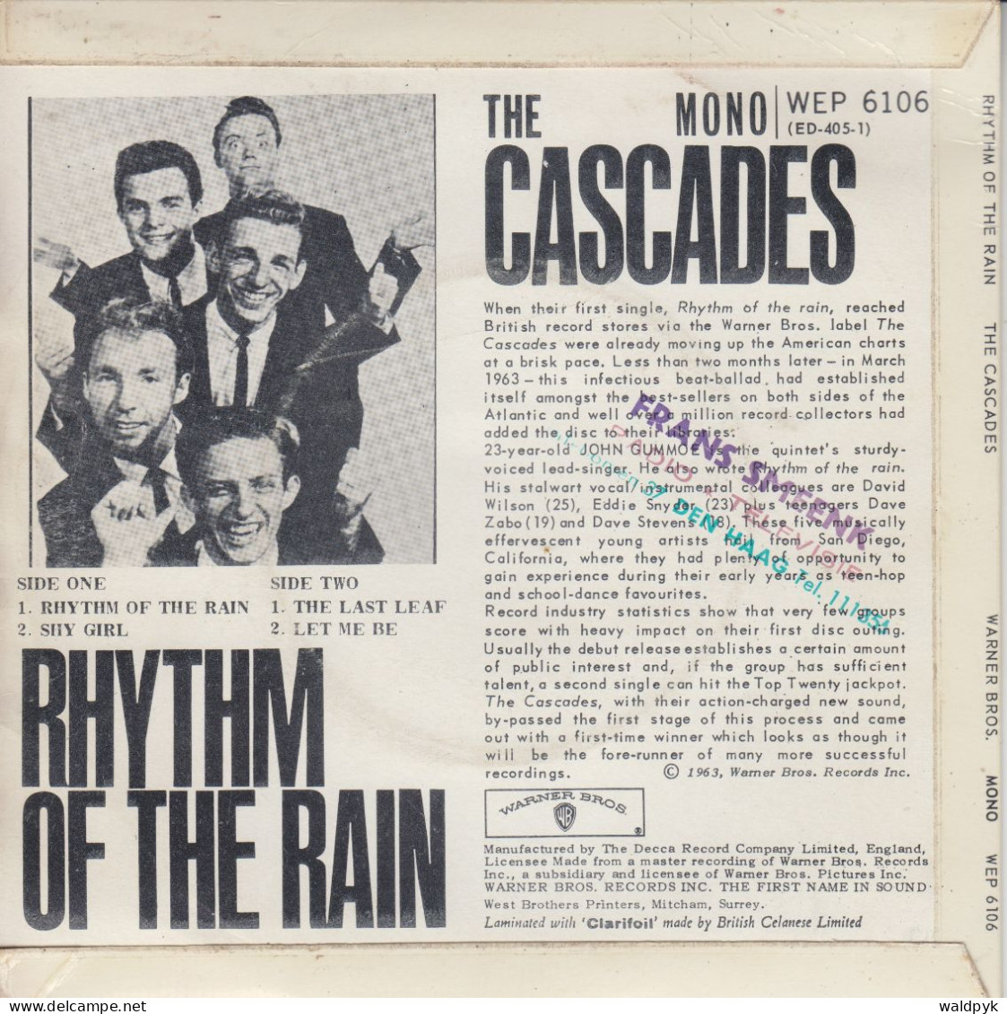 THE CASCADES - Rhythn Of The Rain, Vol.1  EP - Sonstige - Englische Musik