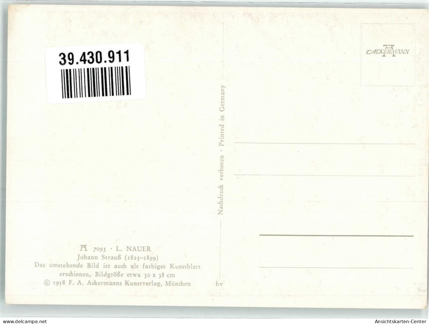 39430911 - Sign.L.Nauer Verlag Ackermann Nr.7093 - Chanteurs & Musiciens