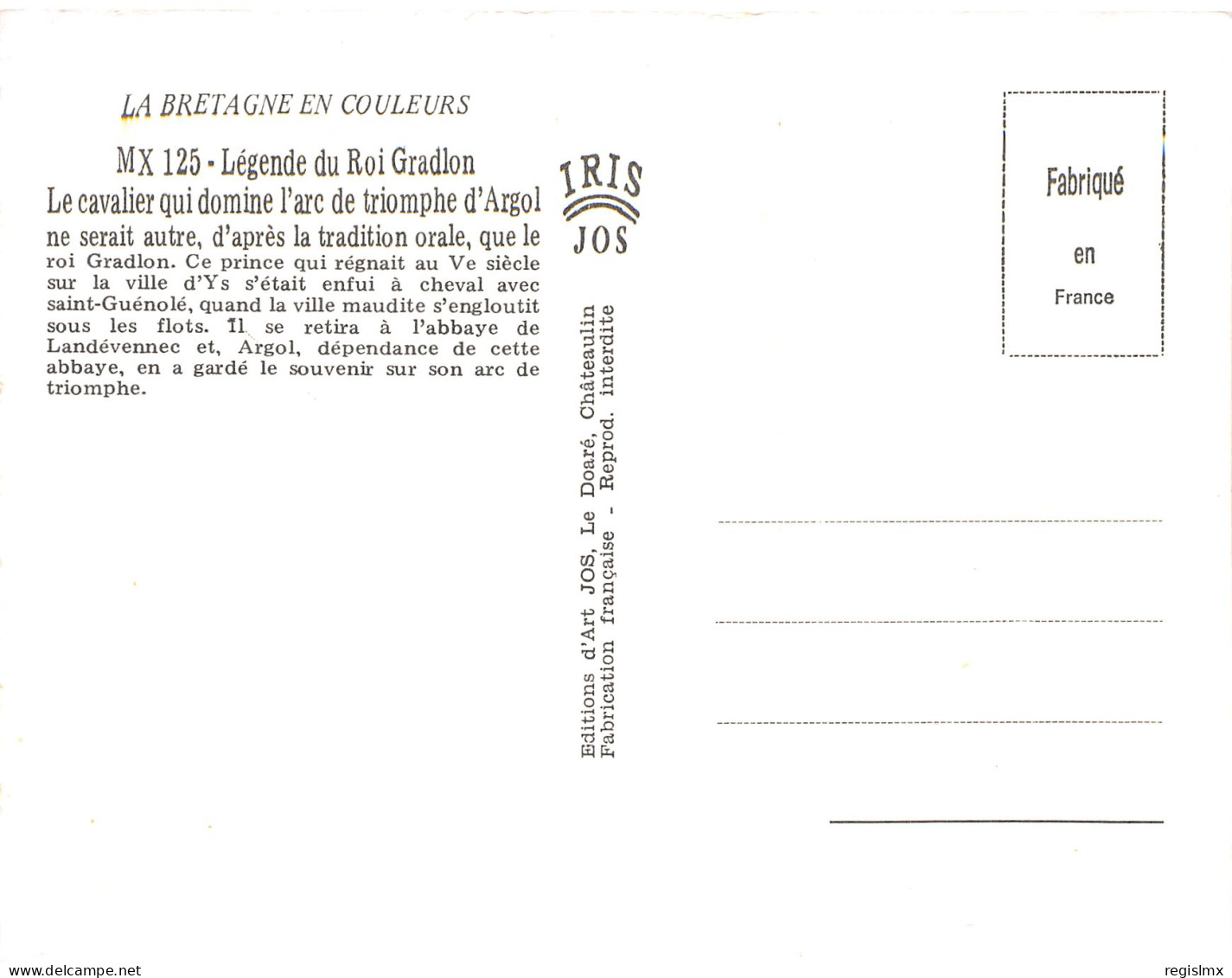 29-BRETAGNE LEGENDE DU ROI GRADLON-N°T2673-A/0153 - Other & Unclassified