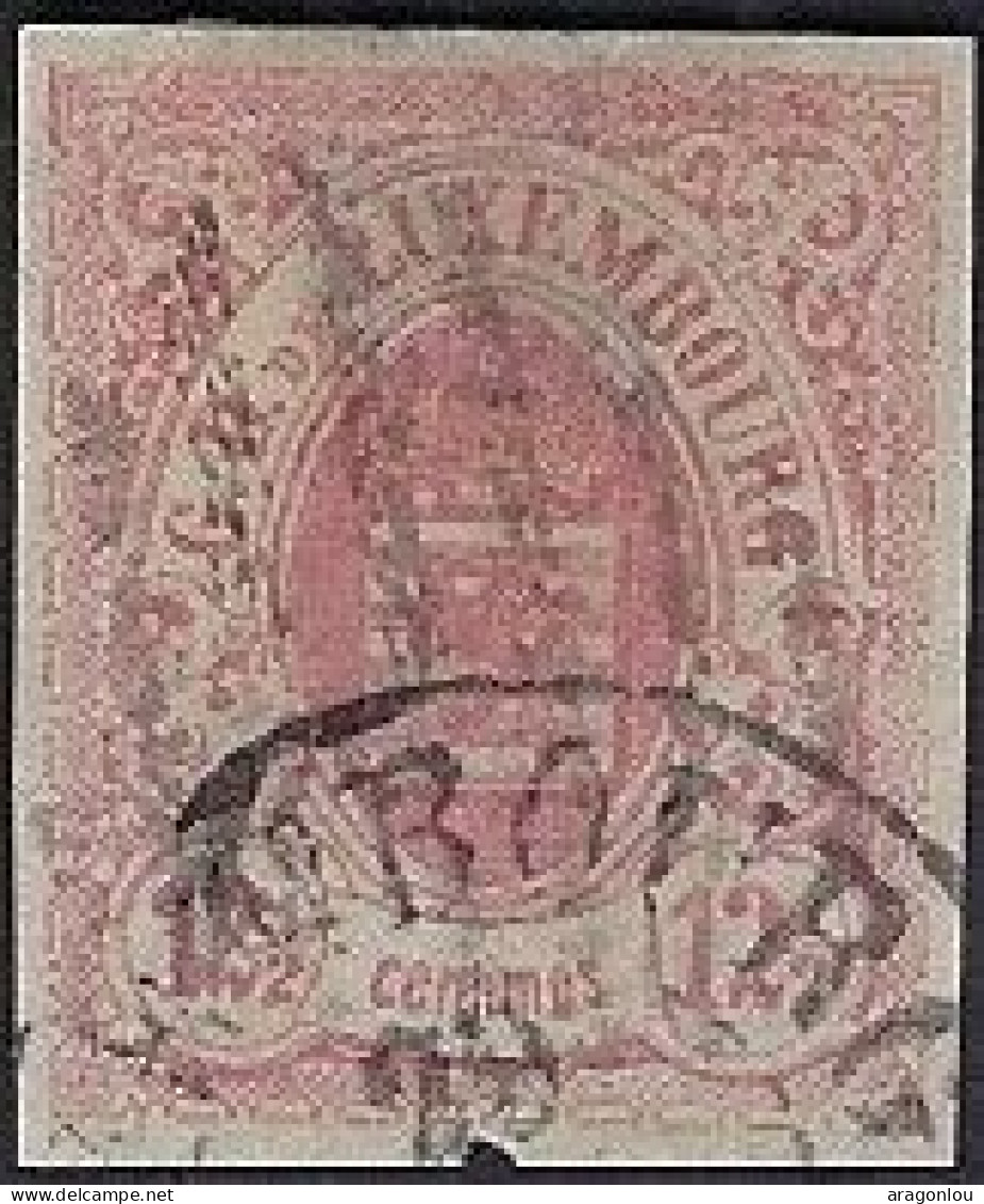 Luxembourg - Luxemburg - Timbre - Armoiries  1859    12,5c.   Cachet 1 Cercle   Michel  7   VC. 200,- ( Fissure En Bas ) - 1859-1880 Coat Of Arms