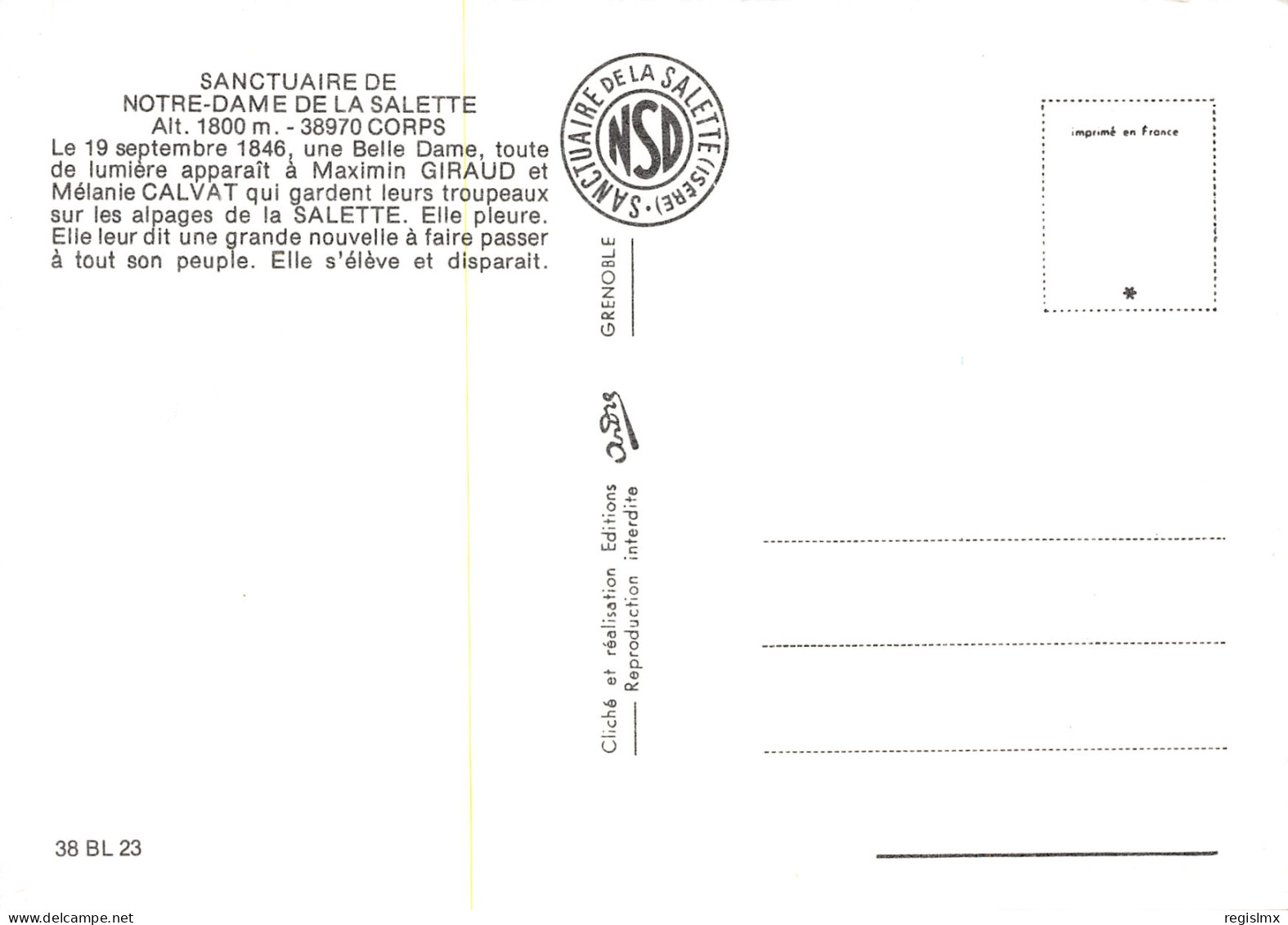 38-NOTRE DAME DE LA SALETTE-N°T2674-B/0021 - Other & Unclassified