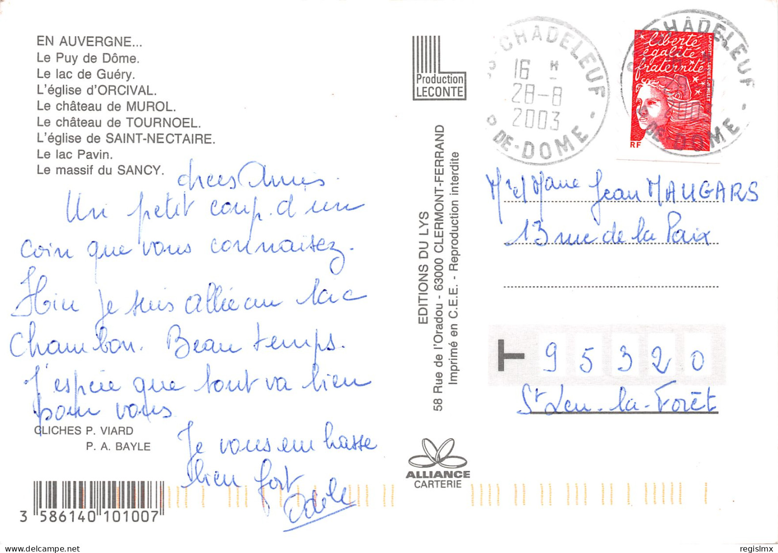 63-AUVERGNE-N°T2674-A/0183 - Other & Unclassified