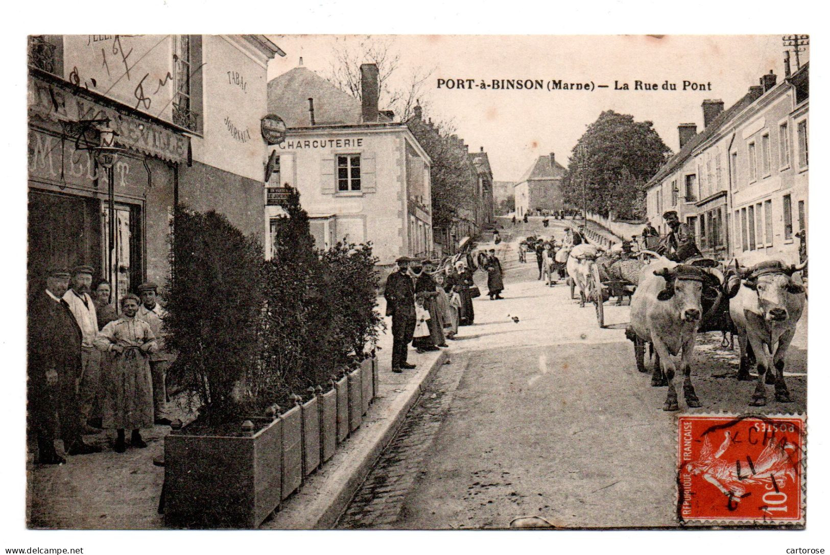 51  PORT-à-BINSON  - La Rue Du Pont (Attelage De Boeufs Et Fardier) - Other & Unclassified
