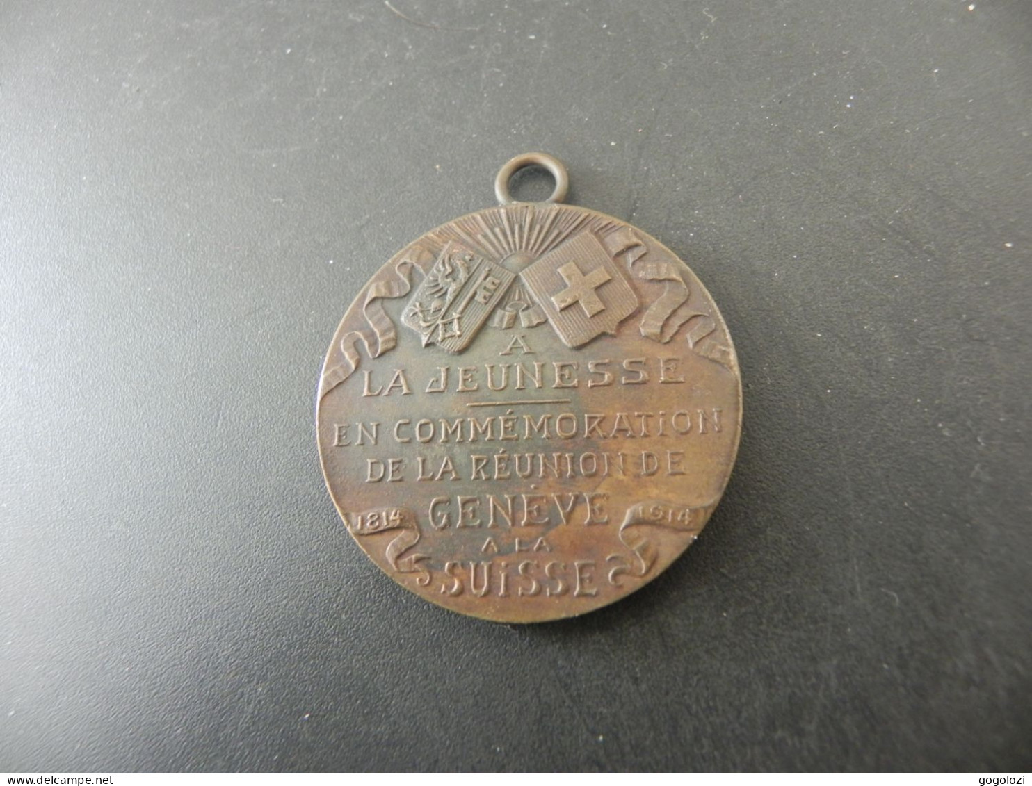 Medaille Medal Schweiz Suisse Svizzera Switzerland - Centenaire De La Réunion De Genève à La Suisse 1814 - 1914 - Autres & Non Classés
