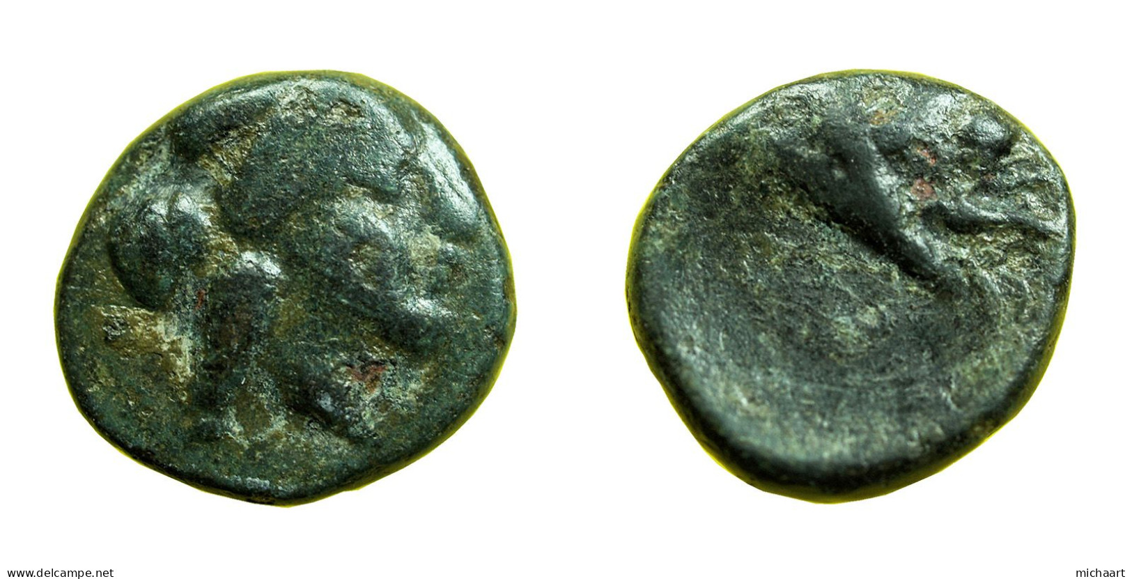 Ancient Greek Coin Rhodes AE10mm Nymph Rhodos / Rosebud 00027 - Griechische Münzen