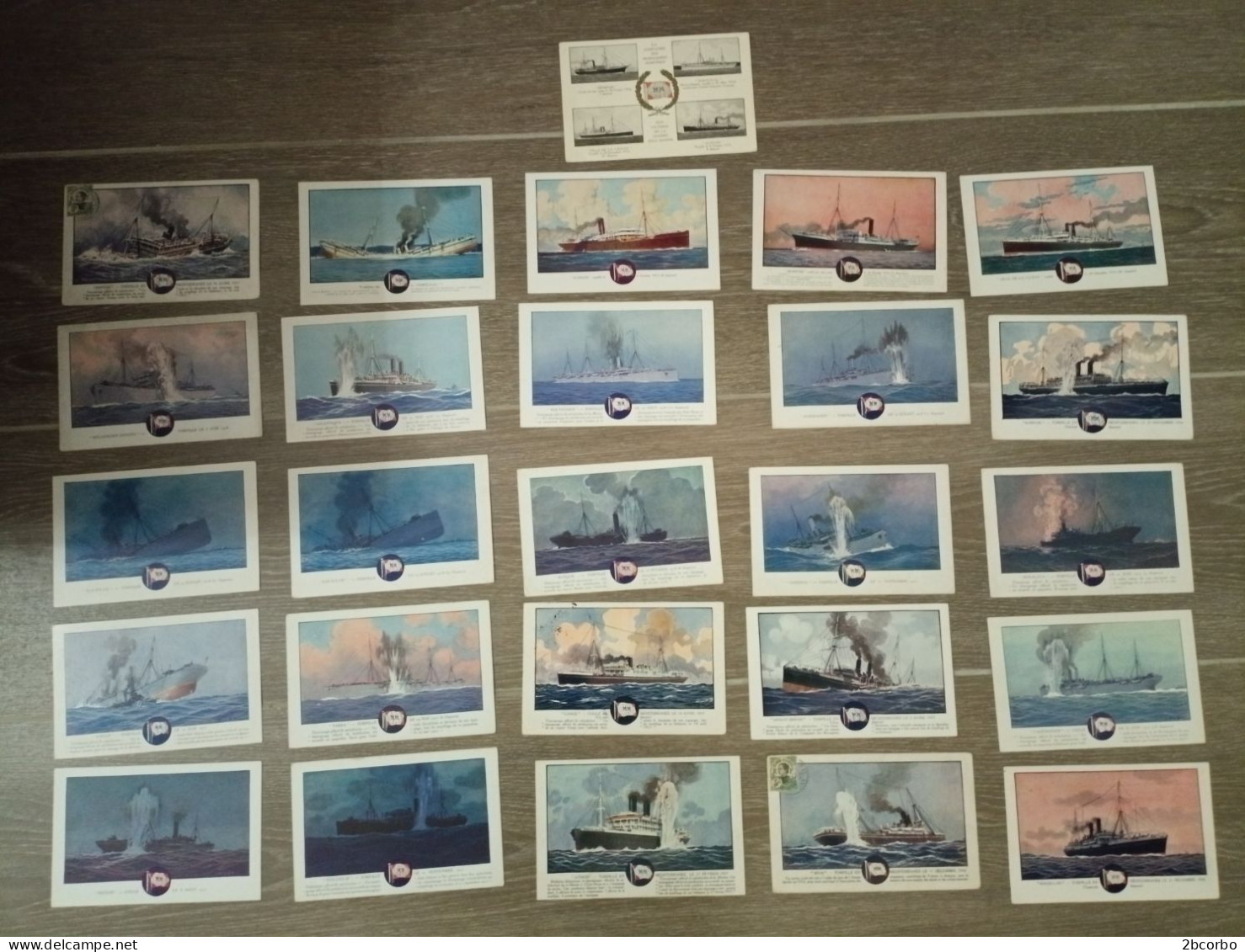 Lot De 26 Cpa Bateaux Coulés Des Messageries Maritimes Ww1 Avec Dates De Torpillage Top Collection - Collections & Lots
