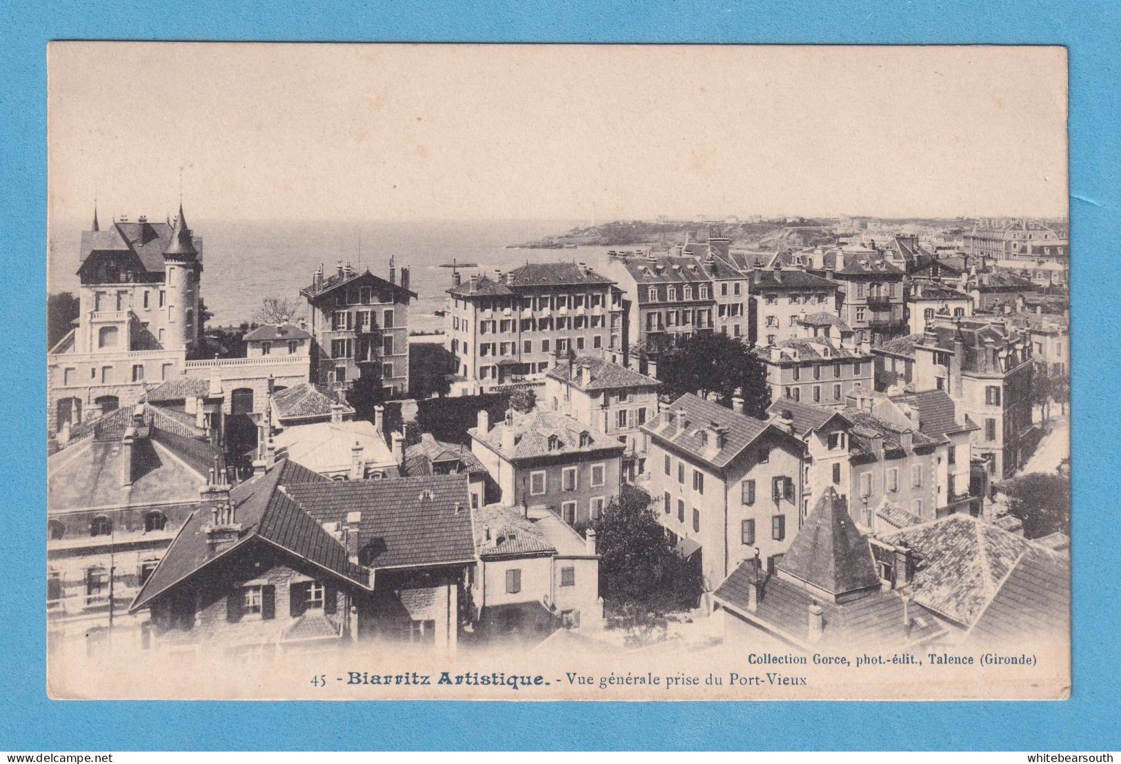 722 FRANCE FRANCIA BIARRITZ ARTISTIQUE VUE GÉNÉRALE PRISE DU PORT VIEUX RARE POSTCARD - Biarritz