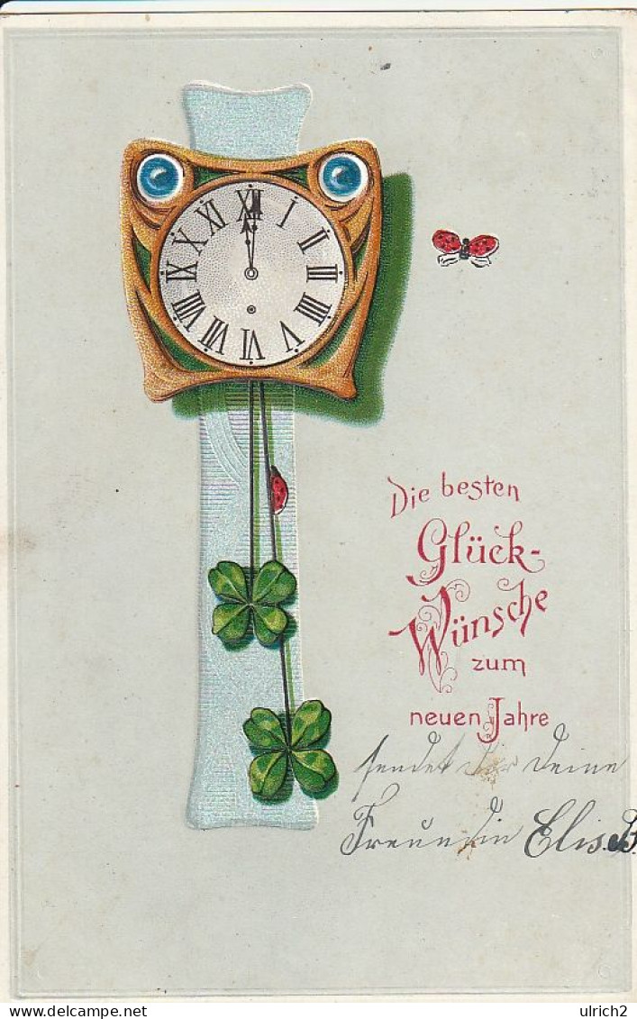 AK Glückwünsche Zum Neuen Jahre - Pendeluhr Klee - Reliefdruck - Ca. 1905 (69525) - New Year