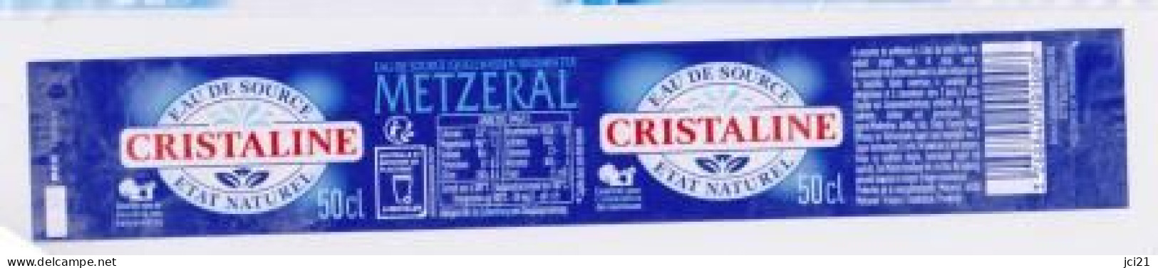 Étiquette D'eau De Source " CHRISTALINE Source METZERAL _Ee67 - Autres & Non Classés
