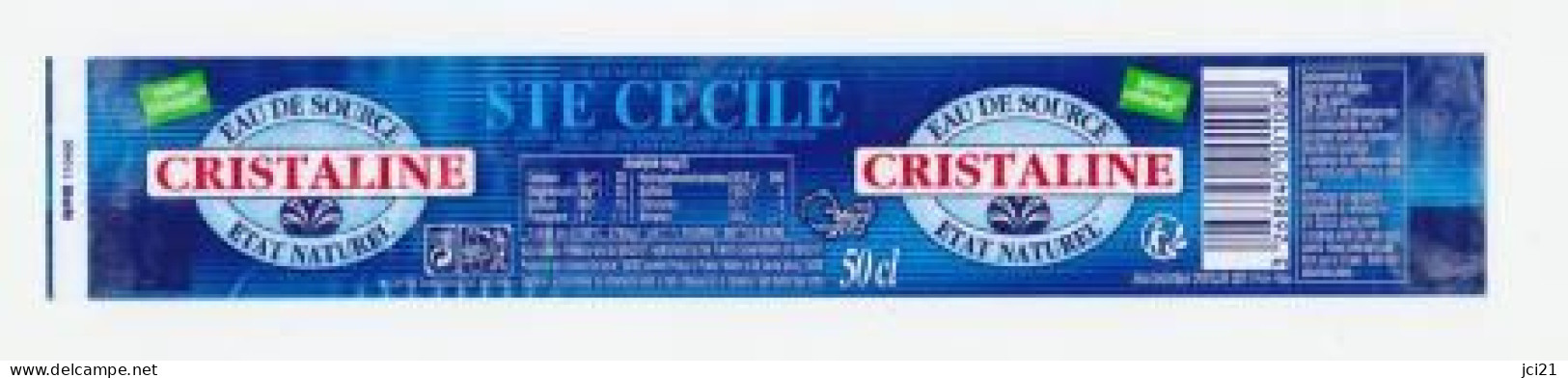 Étiquette D'eau De Source " CRISTALINE - Source STE CECILE " 84290 Cairanne - 50cl _Ee022 - Other & Unclassified